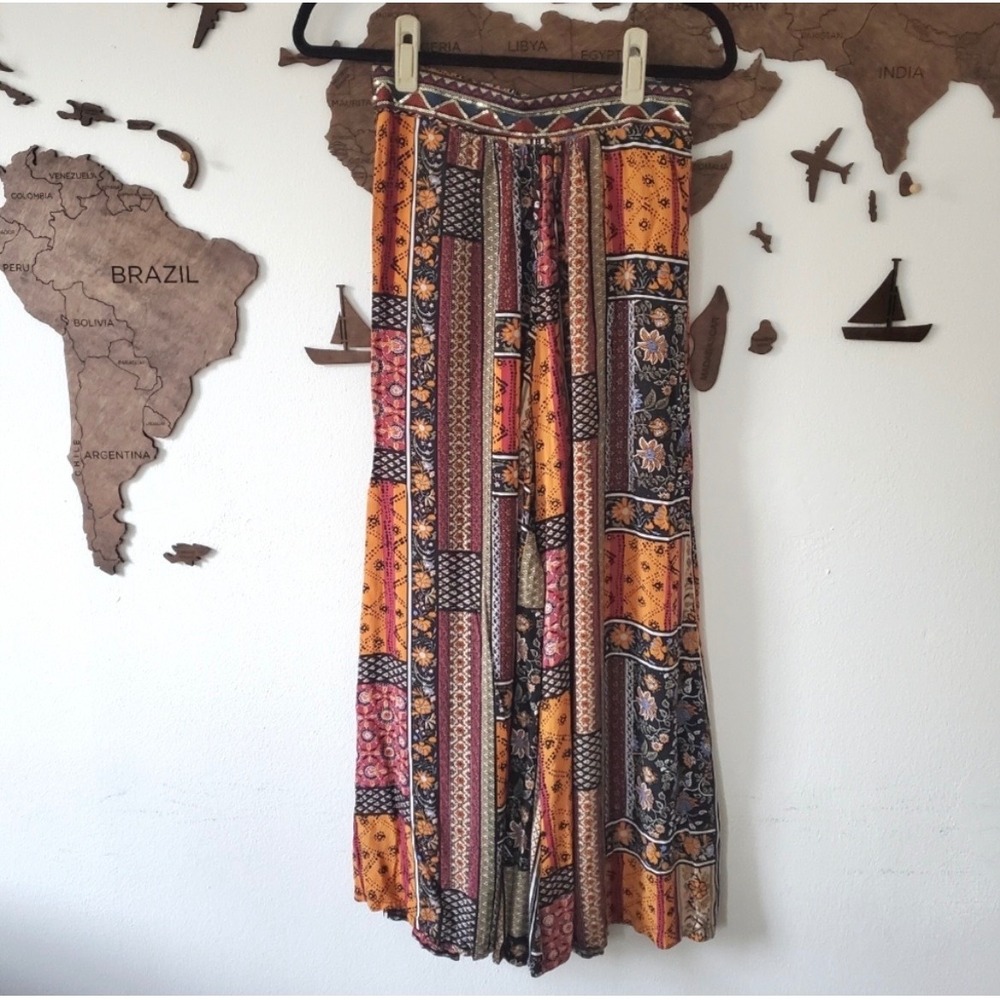 Jaase Boho Patchwork Wide Leg Pants Multi Color F… - image 2